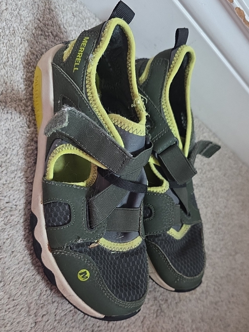 Merrell Kids Olive and Yellow Sport Sandals